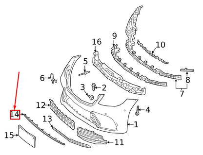 NEW MERCEDES-BENZ S W222 FRONT BUMPER LOWER TRIM STRIP A2228851600