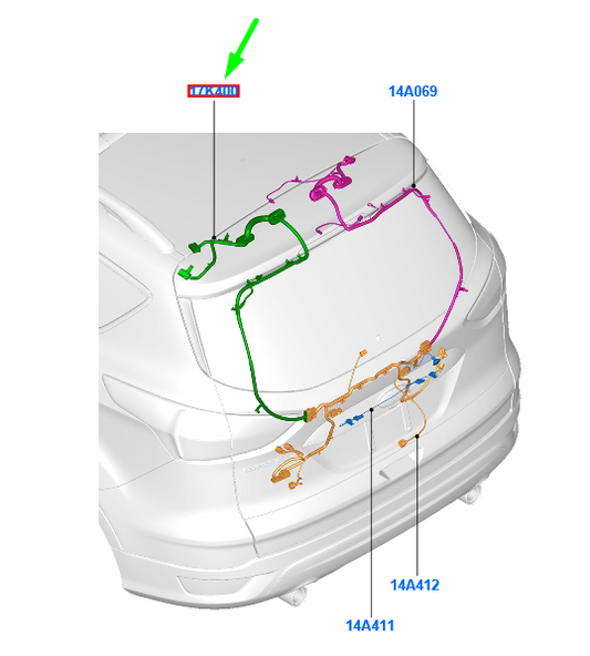new ford kuga mk2 c520 liftgate wire assy 1804166 cv6t-17n400-mgc original