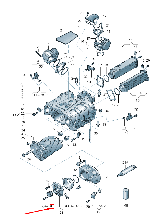 new audi a5 sportback 8t supercharger pulley bearing 06e145255h original