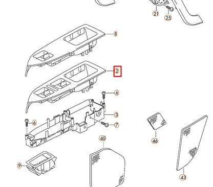 NEW VW TOURAN MK1 FRONT LEFT WINDOW CONTROL TRIM LHD 1T1867371H75R