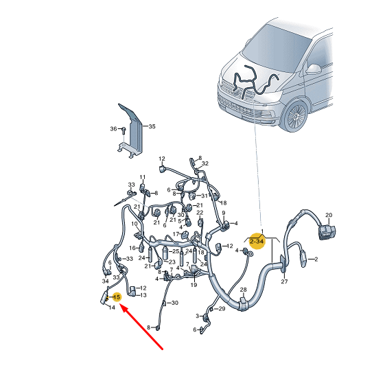 new vw transporter vi t6 engine wiring harness bracket 3d0971830j original