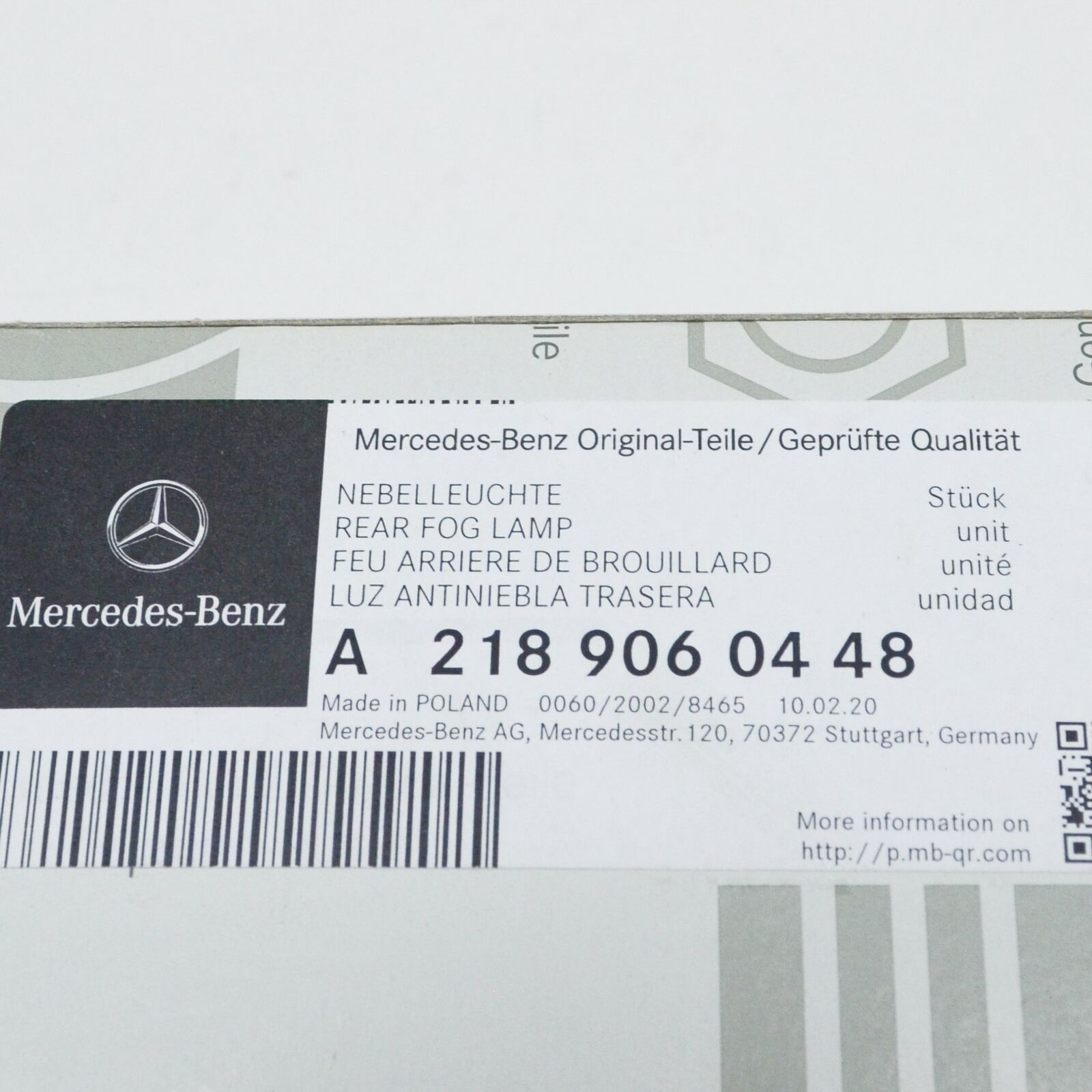 NEW MERCEDES CLS SHOOTING BRAKE X218 REAR RIGHT FOG LIGHT A2189060448 ORIGINAL