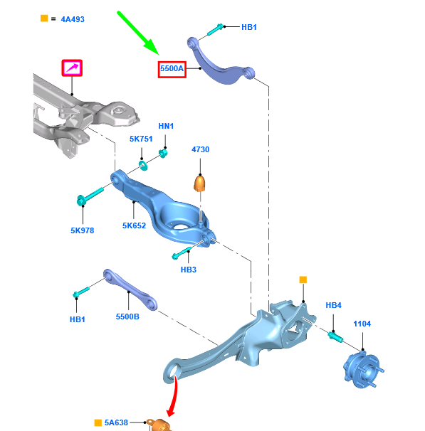 new ford grand c-max mk2 rear upper track control arm 1755222 original