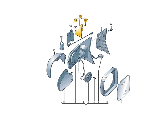 NEW VOLKSWAGEN TRANSPORTER T6 FRONT RIGHT MIRROR TRIM 7E0857538B041 ORIGINAL