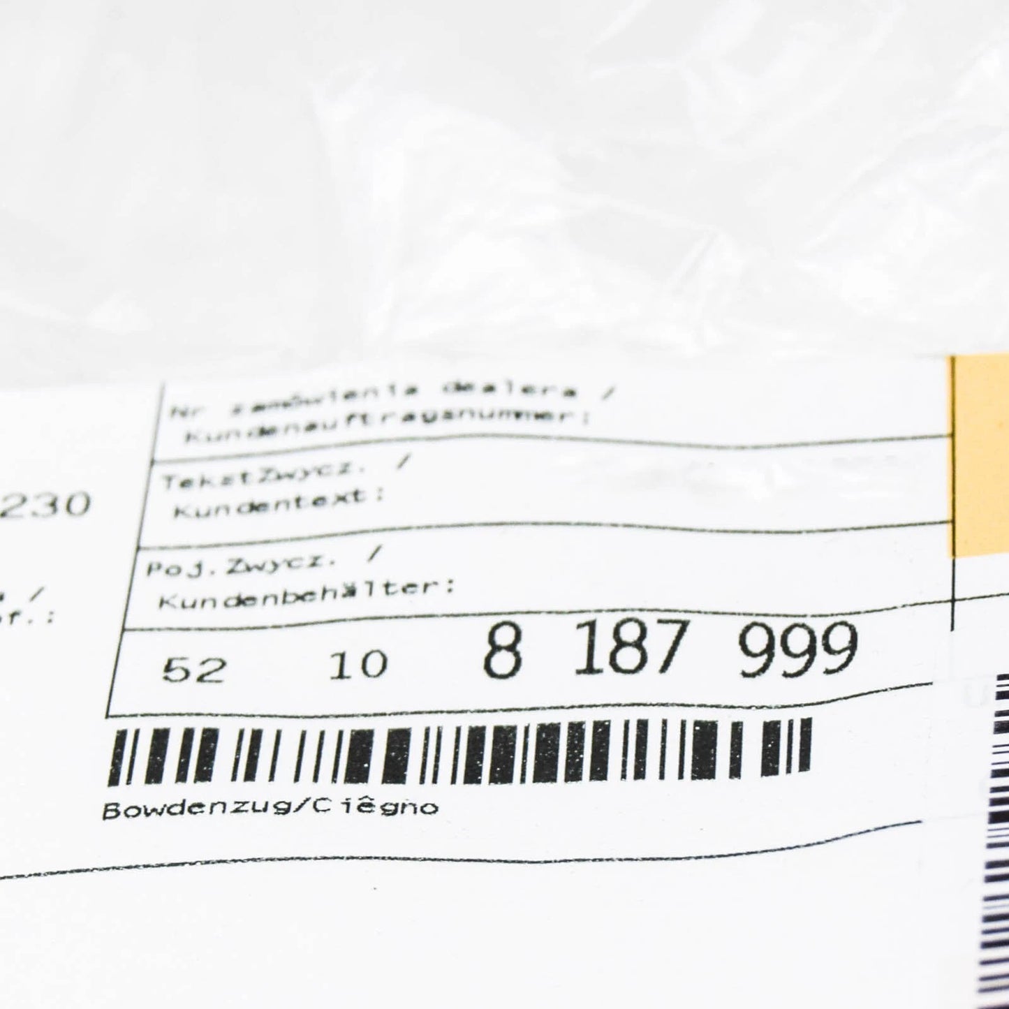 NEW BMW 3 E36 REAR SEAT RELEASE CABLE 52108187999 ORIGINAL