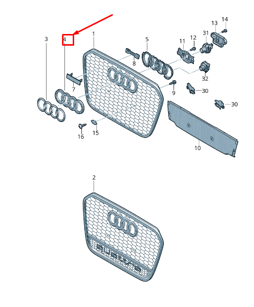 new audi rs7 sportback 4g front grille emblem adapter 4g8853391bt94 original