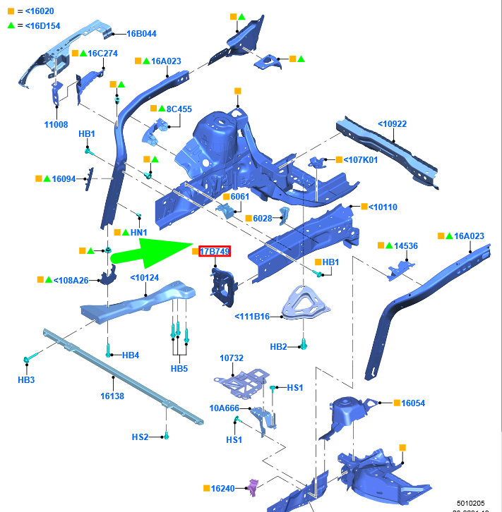 new ford kuga mk3 cx482 front left side member bracket 2447893 original