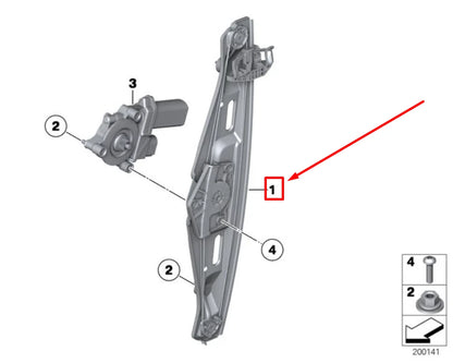 NEW BMW X1 E84 REAR LEFT DOOR WINDOW REGULATOR 2990387 51352990387 ORIGINAL