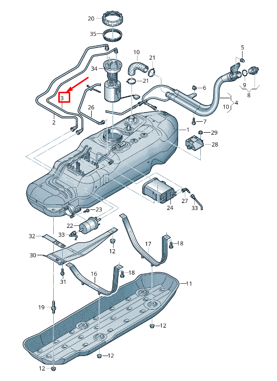 new vw amarok 2h fuel return line 2h0201360c original