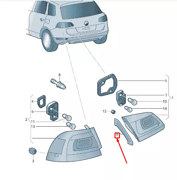 NEW VW TOUAREG 7P MK2 REAR RIGHT INNER TAIL LIGHT TRIM 7P69453129B9