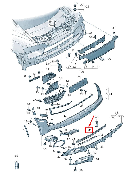 NEW AUDI R8 4S REAR BUMPER GRILLE 4S0807925A