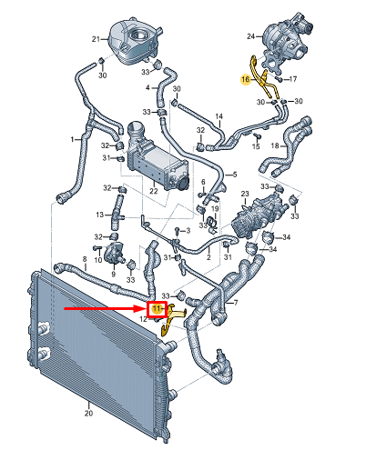 new vw golf cd mk8 engine coolant hose bracket 5wa121093e original