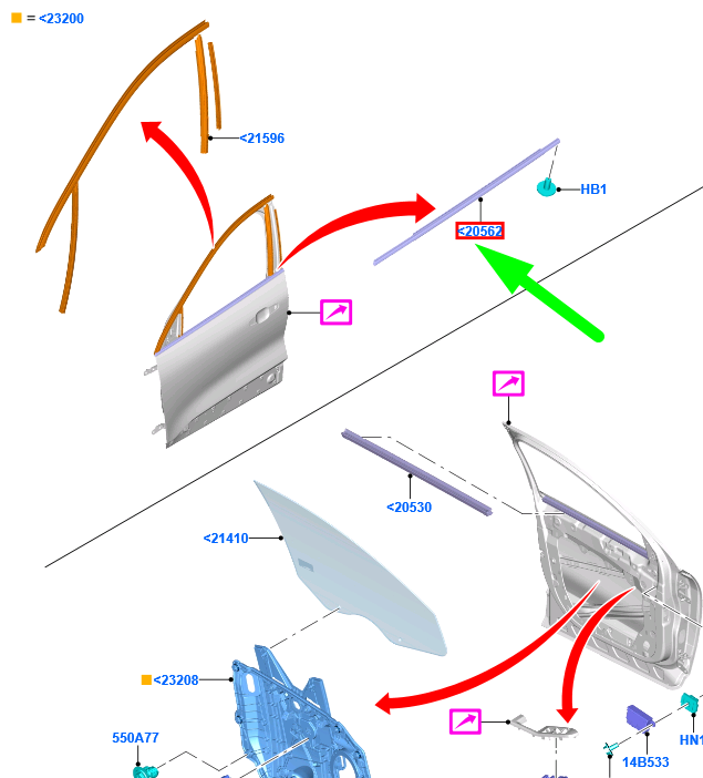 new ford kuga mk3 cx482 front right window belt weatherstrip 2429228 original