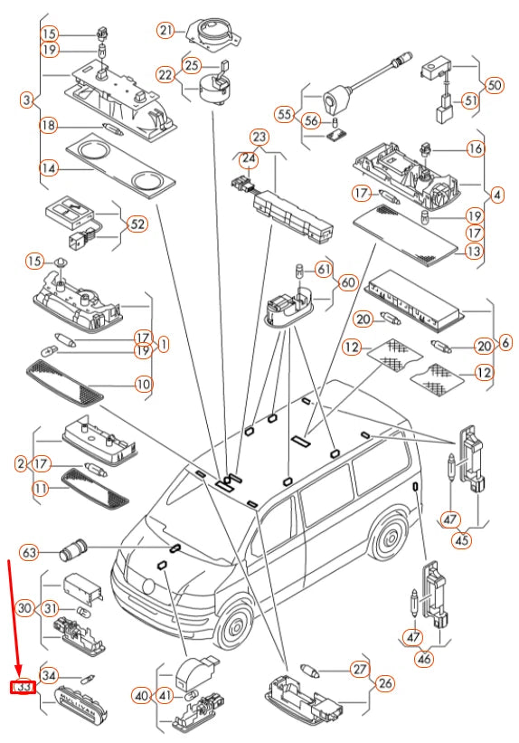 NEW VOLKSWAGEN TRANSPORTER T5 ENTRY STEP LIGHTING 7E5947415H72A
