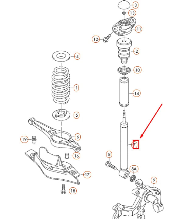 NEW AUDI TT 8J REAR GAS SHOCK ABSORBER 8J0513029P ORIGINAL