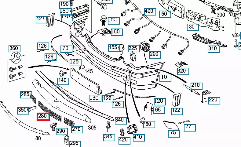NEW MERCEDES-BENZ CLK C209 FRONT BUMPER CENTER MESH GRILLE A2098850553 ORIGINAL