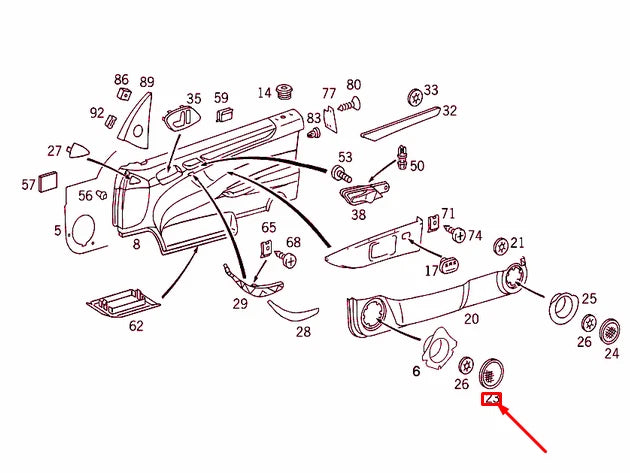 NEW MERCEDES-BENZ CLK C208 FRONT RIGHT LOUDSPEAKER COVER A20872702889B51