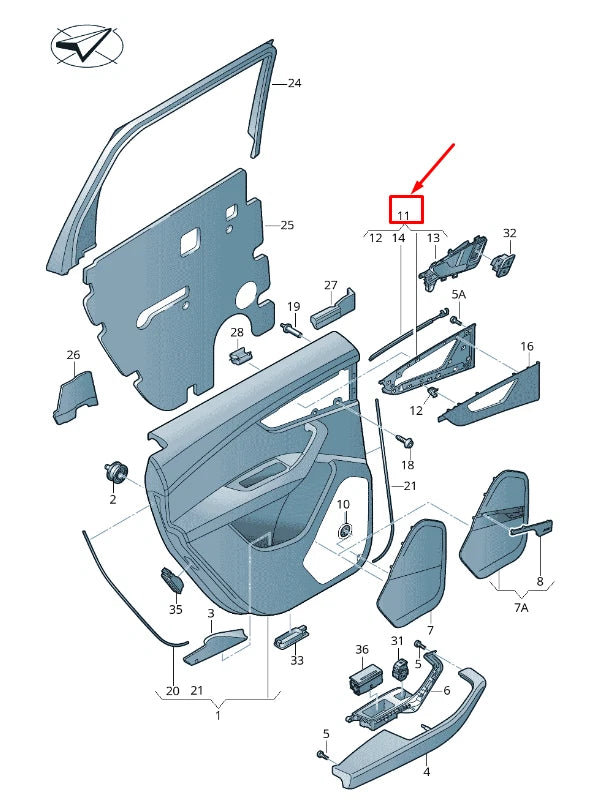 NEW AUDI Q7 4M REAR LH DOOR INNER ACTUATOR TRIM PANEL SUPPORT 4M0868093G