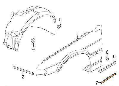 new bmw 7 e38 front right fender moulding trim 51138165220 original