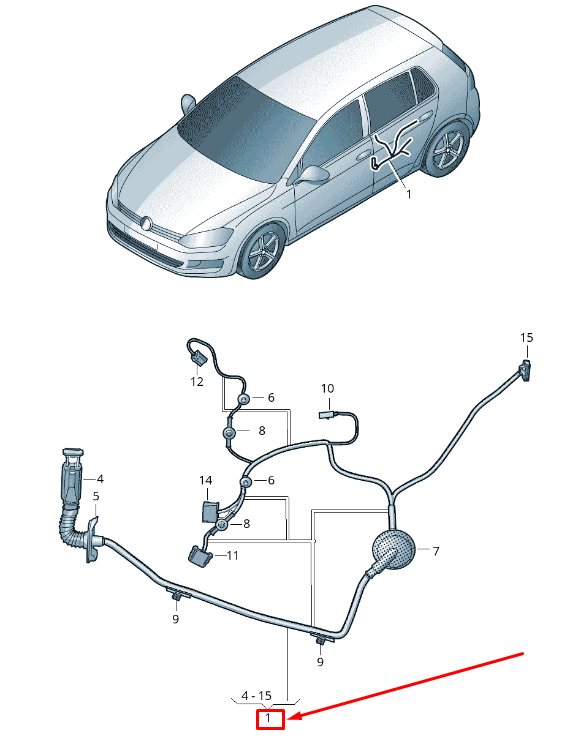 new skoda octavia 5e mk3 rear right door wiring harness 5e0971694d original