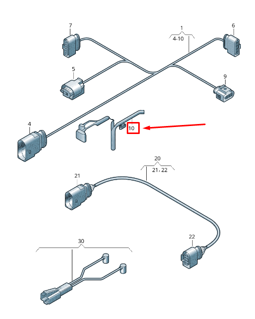 NEW VW SHARAN 7N FOUR-WHEEL COUPLING ADAPTER CABLE LOOM 7N0971166B ORIGINAL