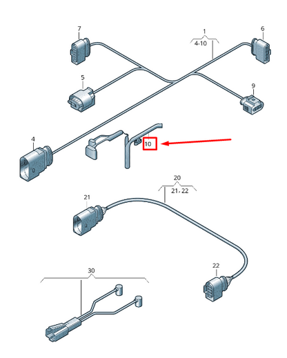 NEW VW SHARAN 7N FOUR-WHEEL COUPLING ADAPTER CABLE LOOM 7N0971166B ORIGINAL