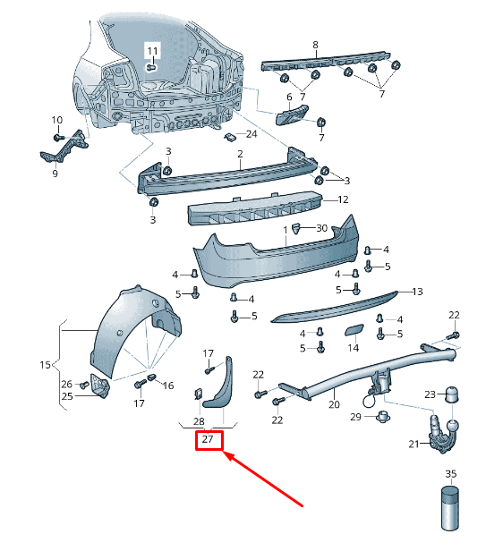 new skoda rapid nh rear right mudguard 5ja821822a original