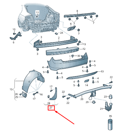 new skoda rapid nh rear right mudguard 5ja821822a original