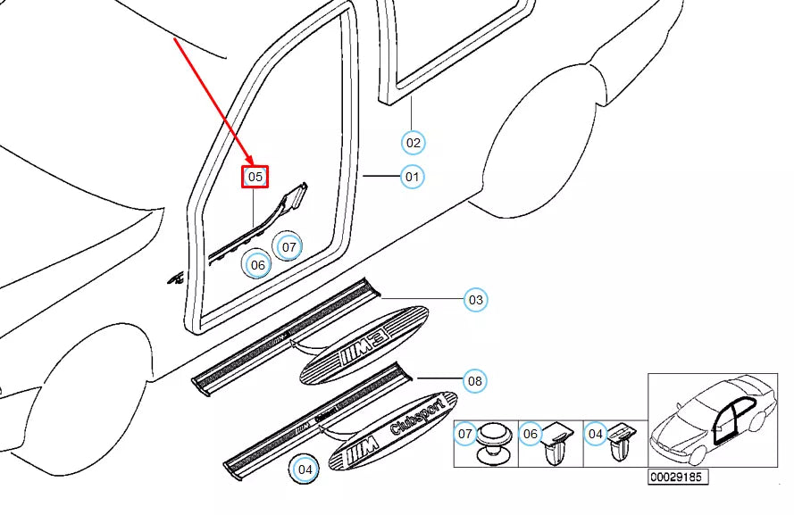 NEW BMW 3 COUPE E36 FRONT RIGHT DOOR SILL TRIM 51478187170 8187170 ORIGINAL