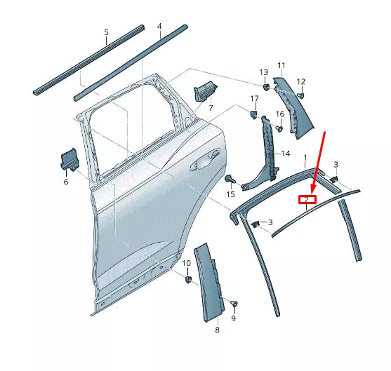 NEW AUDI Q3 F3 REAR RIGHT DOOR WINDOW GUIDE TRIM STRIP 83A839644CT94