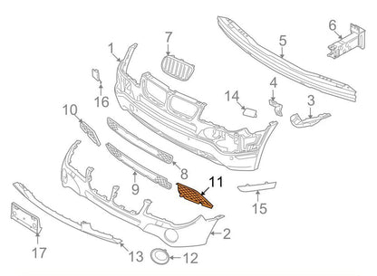 NEW BMW X3 E83 FRONT BUMPER GRILLE GRILL LEFT 51113416205 3416205 ORIGINAL