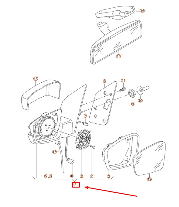 NEW VW UP FRONT RIGHT SIDE DOOR MIRROR HOUSING LHD 1S1857508AA9B9 ORIGINAL