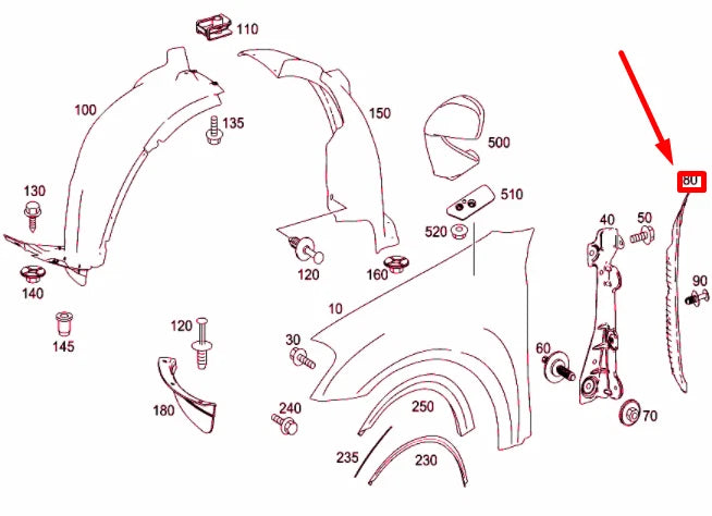 NEW MERCEDES-BENZ ML W164 FRONT FENDER RIGHT A-PILLAR COVER A1648890425 ORIGINAL