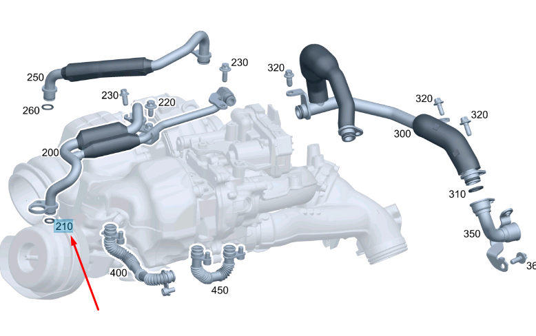 new mb e w213 turbo water circuit coolant line o-ring a0009978104 original