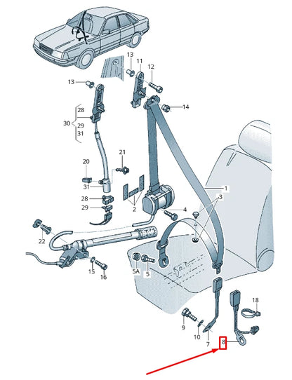 NEW AUDI A8 D3 4E FRONT LEFT SEAT BELT BUCKLE 4E085775501C ORIGINAL