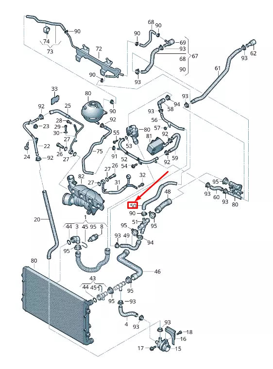 NEW AUDI TT 8J ENGINE COOLANT HOSE 06F121447 ORIGINAL
