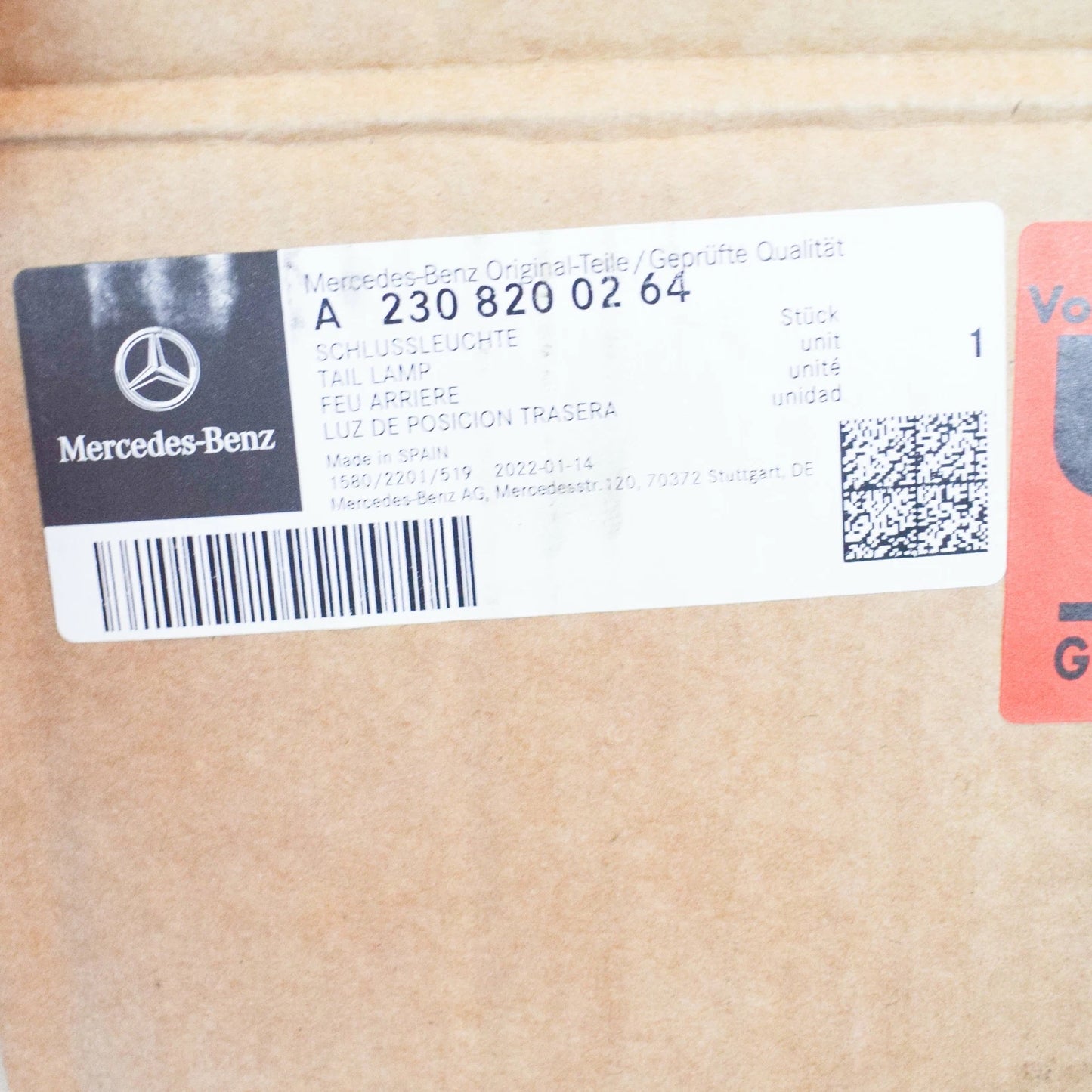 NEW MERCEDES-BENZ SL R230 REAR RIGHT TAIL LIGHT A2308200264