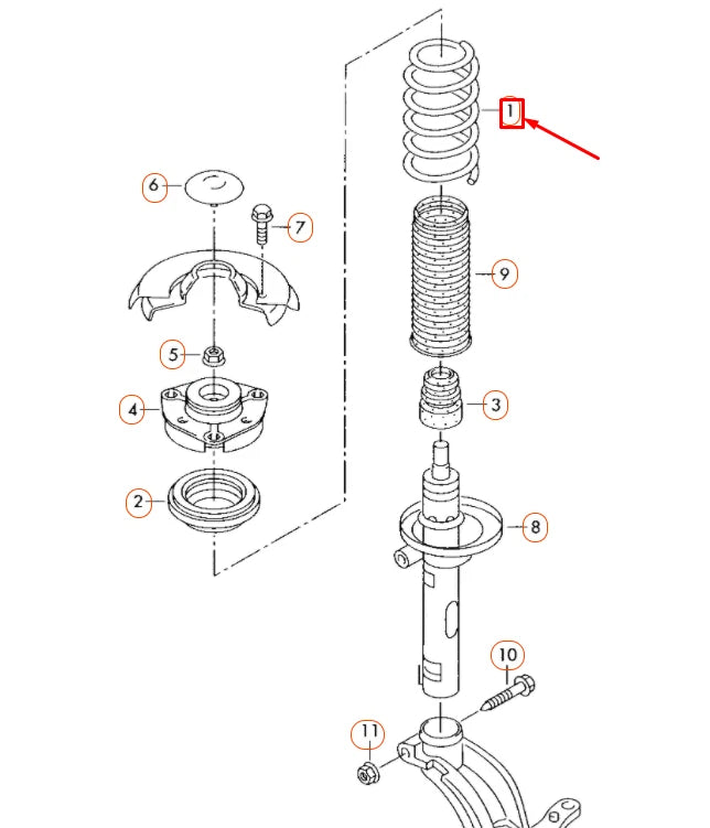NEW VOLKSWAGEN GOLF MK5 FRONT COIL SPRING 1K0411105CG ORIGINAL