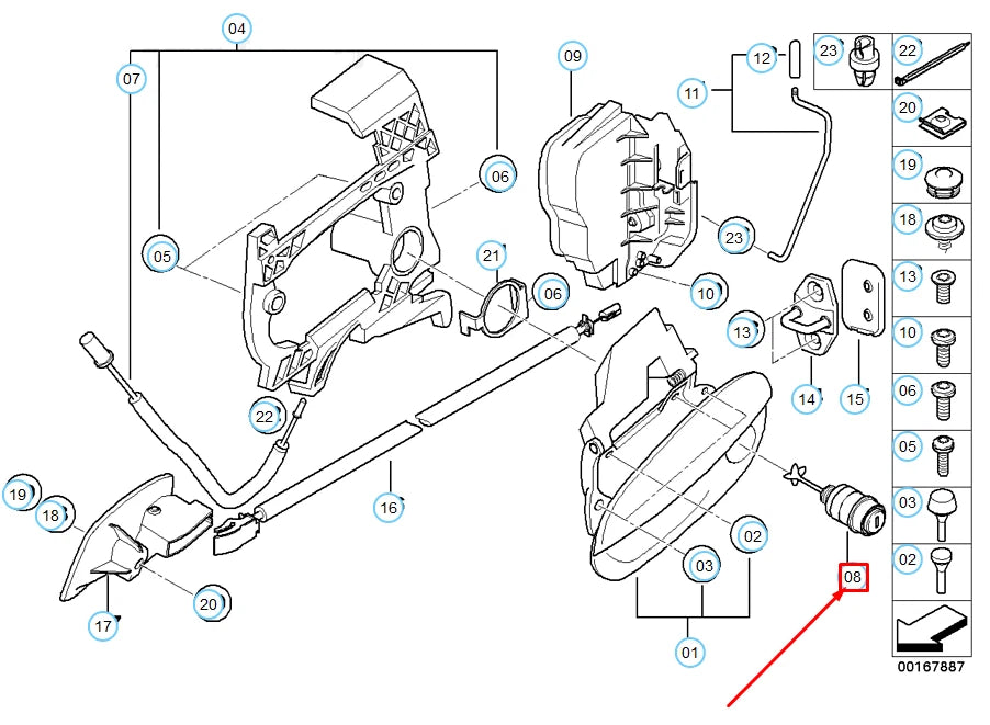 NEW BMW Z4 E85 FRONT LEFT CYLINDER LOCK DOOR WITH KEY 51217114961 ORIGINAL