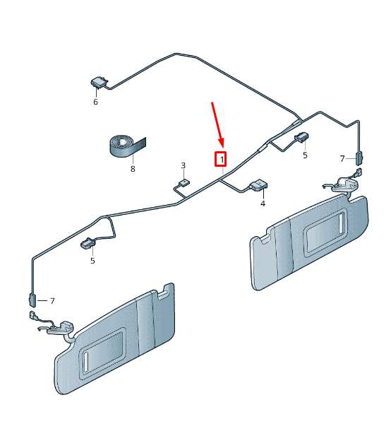 NEW VOLKSWAGEN T-ROC A11 ROOF SUN VISORS CABLE HARNESS 2GA971100H ORIGINAL