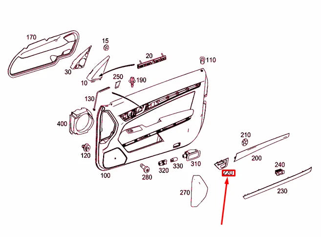 NEW MERCEDES-BENZ E COUPE C207 FRONT RIGHT DOOR MOULDING A2077207022 ORIGINAL