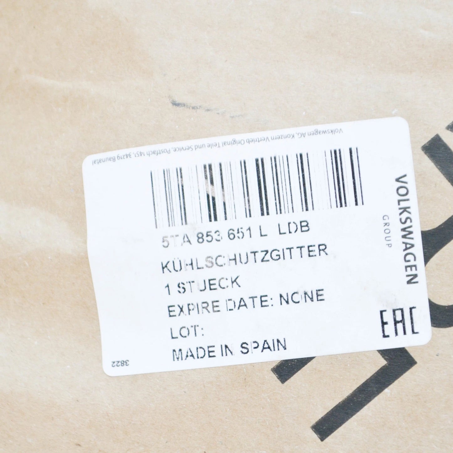 NEW VOLKSWAGEN TOURAN 5T RADIATOR GRILLE 5TA853651LLDB ORIGINAL