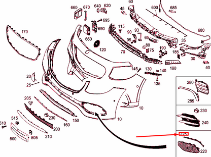 NEW MERCEDES-BENZ E W213 FRONT LEFT BUMPER GRILLE MOLDING A2138850174 ORIGINAL