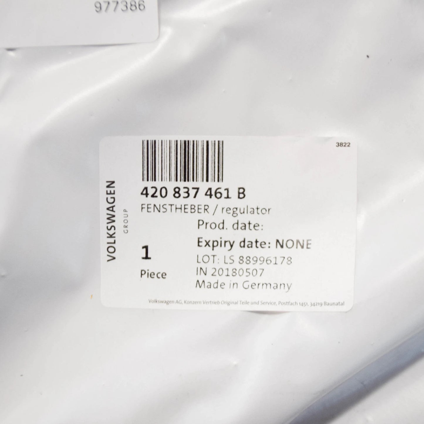 NEW AUDI R8 42 FRONT DOOR WINDOW GLASS LIFTER 420837461B ORIGINAL