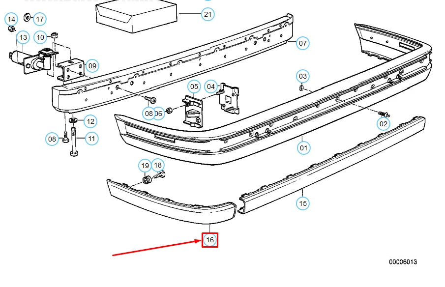 NEW BMW 3 E30 REAR BUMPER RIGHT IMPACT STRIP 51121971618 ORIGINAL