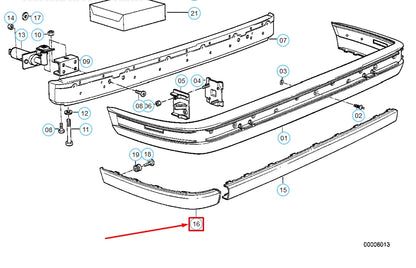NEW BMW 3 E30 REAR BUMPER RIGHT IMPACT STRIP 51121971618 ORIGINAL