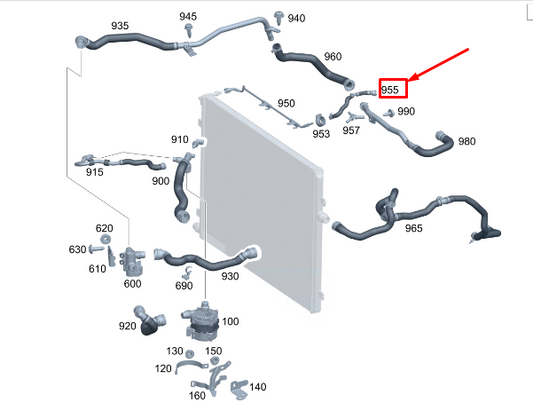 new mercedes-benz c w206 c43 amg engine bleed line a2325000102 original