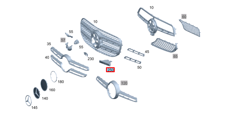 NEW MERCEDES-BENZ GLE W167 FRONT RADIATOR GRILLE AMG BADGE A1678172000 ORIGINAL