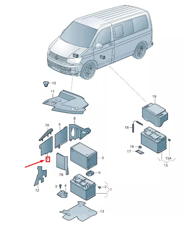 NEW VW TRANSPORTER VI T6 SIDE BATTERY COVER 7E0915435A9B9