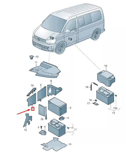 NEW VW TRANSPORTER VI T6 SIDE BATTERY COVER 7E0915435A9B9